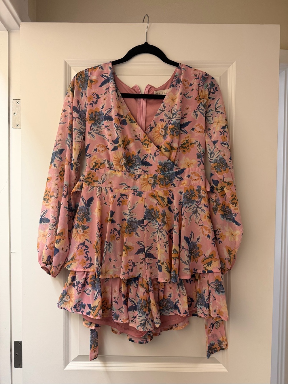 Altar'd State Pink Floral Wrap Peplum Tunic